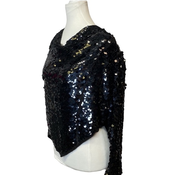 Vintage Oleg Cassini Silk Sequins Beaded Blouse - Picture 2 of 5